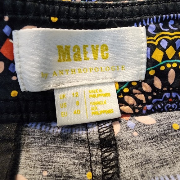 MAEVE Size 6 Abstract City Black Motif Anthropologie Mandala High Waist Shorts - Picture 8 of 10